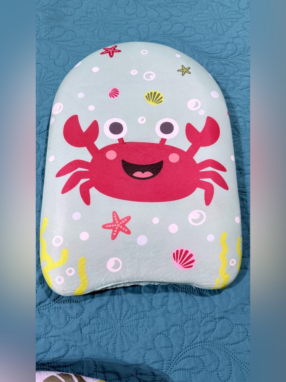 Kids Crab Kickboard Swim Float - Pink Crab on Light Blue